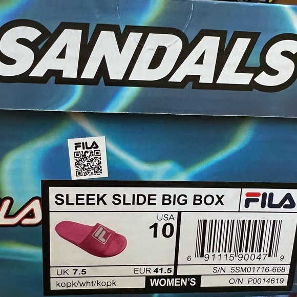 Fila Big Box Logo Slide Sandals Neon Pink Sz 10 - Picture 5 of 5